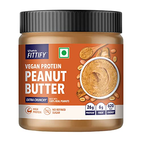 Saffola Fittify Vegan Protein Peanut Butter | Extra Crunchy | High ...