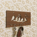 eCraftIndia Birds Theme Wooden Key Holder with 7 Hooks