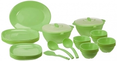 Signoraware Plastic Dinnerware Set, 32-Pieces, Green