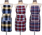 GLUN Waterproof Cotton Kitchen Apron with Front Pocket (Color May Vary) Set of 3