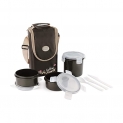 Cello Enjoy Plastic Lunch Box with 3 Container Fabric Bag, Dark Grey