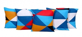 Home Elite Set of 5 Microfiber Geometrical Design Zippered Cushion Covers ( 16 x 16 inches, Multicolor)