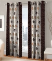 India Furnish Polyester Eyelet 8 Piece Door Curtain Set – 7 Feet, Brown