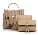 Vintage Women’s Handbag with Pouch (Off-White) (Set of 3)