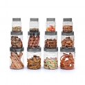 Cello Checkers Plastic PET Canister Set, 12 Pieces, Clear, Capacity – 4-300ml, 4-650ml, 4-1200ml