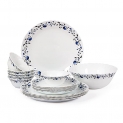 Cello Imperial Vinea Opalware Dinner Set, 19 Pieces, White