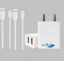IONIX Universal Android Mobile Chargers for Android Phones, Compatible with All Smartphones, Dual USB Mobile Charger with 2 Charging Cables