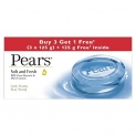 Pears Soft & Fresh Bathing Bar with 98% Pure Glycerine & Mint Extracts – For Fresh Glow (125g x 4)