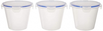 Amazon Brand – Solimo Plastic Kitchen Storage Container Set, 1 Litre, 3-Pieces, Blue
