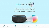 Echo Dot (3rd Gen, Black) + Wipro 9W LED Smart Color Bulb combo – Works with Alexa – Smart Home starter kit
