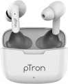 pTron Bassbuds Duo New Bluetooth 5.1 Wireless Headphones, Stereo Audio, Touch Control TWS, Dual HD Mic, Type-C Fast Charging, IPX4 Water-Resistant, Passive Noise Cancelling & Voice Assistant (White)