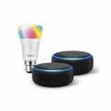 Echo Dot gift twin pack (Black) with Wipro 9W LED smart color bulb by Amazon