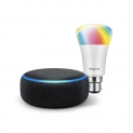 Echo Dot (Black) bundle with Wipro 9W LED smart color bulb