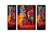 SAF UV Textured Set of 3 Ganesha Modern Art Print Panel Painting 12 inch X 18 inch AANFJM7500