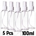 Empty Transparent (Set of 5) Refillable Fine Mist Spray Bottle 100ml for Home Car Travel Hair