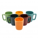 Saavre Diana Tapered Ceramic Coffee Mugs, 250 ml, Set of 6, Square Multi Colour
