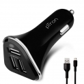 PTron Bullet 3.1A Fast Charging Car Charger, 3 USB Port + Micro USB Cable
