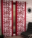 India Furnish Polyester Eyelet 8 Piece Door Curtain Set – 7 Feet, Maroon