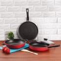 Anjali Fab Nonstick Induction Base 3 Pcs Cookware Set, Red