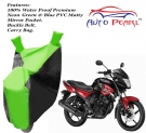 Auto Pearl – 100% Water Proof PVC Matty Neon Green & Blue Bike Body Cover with Mirror Pockets, Buckle Belt, Carry Bag – Yamaha SZ