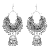 GT Gloptook Afgani Chand German Silver Oxidized Grey Jhumki Earrings for Women