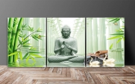 SAF Set of 3 Buddha UV Coated 6MM MDF Home Decorative Gift Item Painting 12 inch X 27 inch SANFC12130