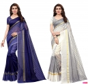 ANNI DESIGNER Women’s Cotton Saree With blouse piece (Pack of 2)