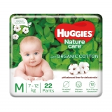 Huggies Nature Care Pants, Medium (M) Size Baby Diaper Pants, 22 Count, Nature’s gentle protection with organic cotton