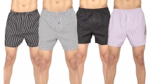 B STORIES Men’s Regular Combo Pack Boxers with Inside Exposed Waistband (Assorted Boxers – Designs & Colors May Vary)