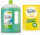 Amazon Brand – Presto! Dishwash Gel Lemon – 1 L and Disinfectant Floor Cleaner Jasmine, 2 L