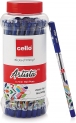 Cello Artista Ball Pens (25 Pens Jar – Blue Ink) | Ball Pen Set With Different Exciting Body Colours Ideal For School Projects
