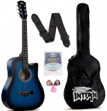 Intern INT-38C Acoustic Guitar Kit, With Bag, Strings, Pick And Strap, Blue