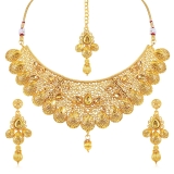 Sukkhi Traditional Gold Plated Wedding Jewellery Choker Necklace Set For Women (N71789GLDPM1250)