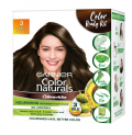 Garnier Color Naturals Crème Hair Color, Shade 3 Darkest Brown, 70ml + 60g + Coloring Tools, 130 ml