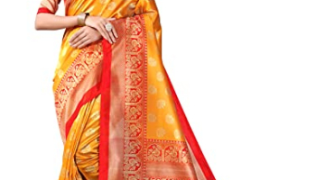 Siril Women’S Printed Poly Silk Saree With Blouse(2331S805_Mustrad Yellow)