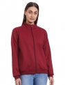 Styleville.In Women’S High Neck Zipper With Self Rib On Neck Sleeves And Bottom Maroon