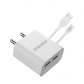 Staunch Flash 2.4A Fast Charger Usb Wall Adapter Bis Approved With Over-Heating Protection And Smart Ic & Autocut Funcation (Dual Port With Type-C Cable)