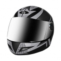 O2 Max Pro D7 Full Face Helmet With Scratch Resistant Mercury Visor, Cross Ventilation & Matte Finish Graphics For Men’S Bike Motorcycle Scooty Riding (Silver, M)