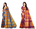 Dhruvi Trendz Soft Cotton & Silk Saree For Women Banarasi Saree Under 399 2021 Beautiful For Women Saree Combo Pack Of 2(Purple &Turquoise_Free Size)