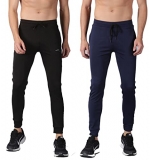 Kraasa Combo Slim Fit Athletic Track Pants | Joggers Gym Pants For Men | Casual Running Workout Pants With Pockets | Pack Of 2 Trackpants Black Navy