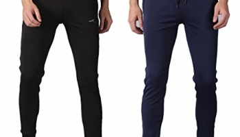 Kraasa Combo Slim Fit Athletic Track Pants | Joggers Gym Pants For Men | Casual Running Workout Pants With Pockets | Pack Of 2 Trackpants Black Navy