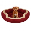 Mellifluous Reversible Cat And Dog Dual Color Pet Bed (Medium, Red-Cream)