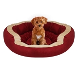 Mellifluous Reversible Cat And Dog Dual Color Pet Bed (Medium, Red-Cream)