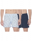 Diverse Men’S Slim Printed Boxer Shorts (Pack Of 2) (Dcmbs01Sc09L34-260_Navy, Pale Blue_Xl)