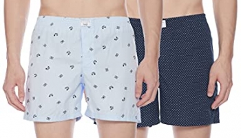 Diverse Men’S Slim Printed Boxer Shorts (Pack Of 2) (Dcmbs01Sc09L34-260_Navy, Pale Blue_Xl)