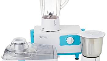 Amazon Basics 500W Juicer Mixer Grinder With 2 Jars, White And Blue