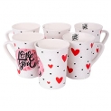 Anwaliya Print Series Bone China Milk N Coffee Mugs, 6 Pieces, I Love You, 300 Ml
