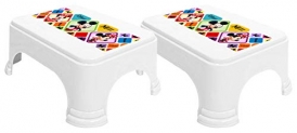 Kuber Industries Disney Mickey Minnie Print Square Plastic Bathroom Stool, (Set Of 2, Whte) -Hs_35_Kubmarts17720