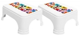 Kuber Industries Disney Mickey Minnie Print Square Plastic Bathroom Stool, (Set Of 2, Whte) -Hs_35_Kubmarts17720