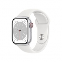 Apple Watch Series 8 [Gps + Cellular 41 Mm] Smart Watch W/Silver Aluminium Case With White Sport Band. Fitness Tracker, Blood Oxygen & Ecg Apps, Always- On Retina Display, Water Resistant